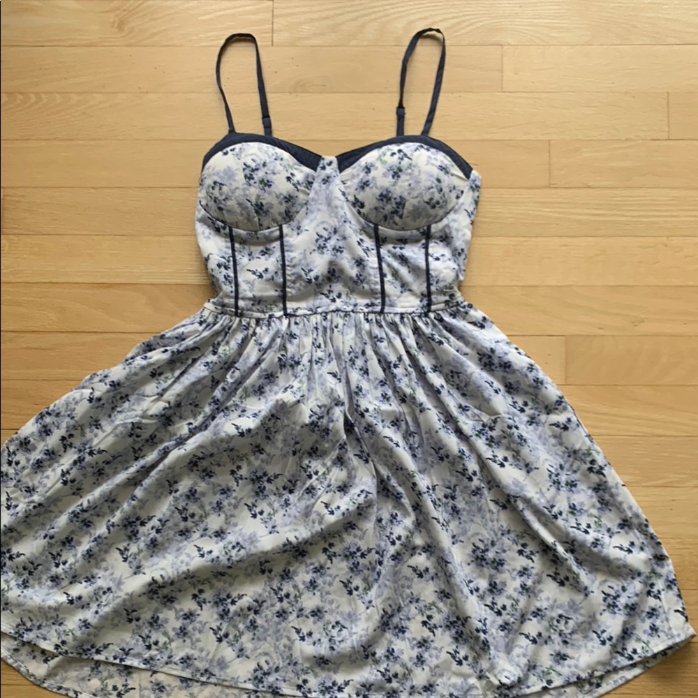 Floral Blue and White Mini Dress
